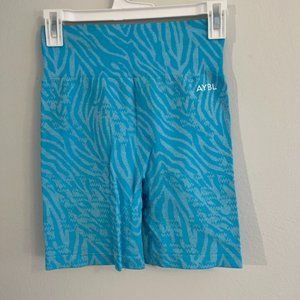 AYBL Blue Pattern Workout Biker Shorts Size Medium